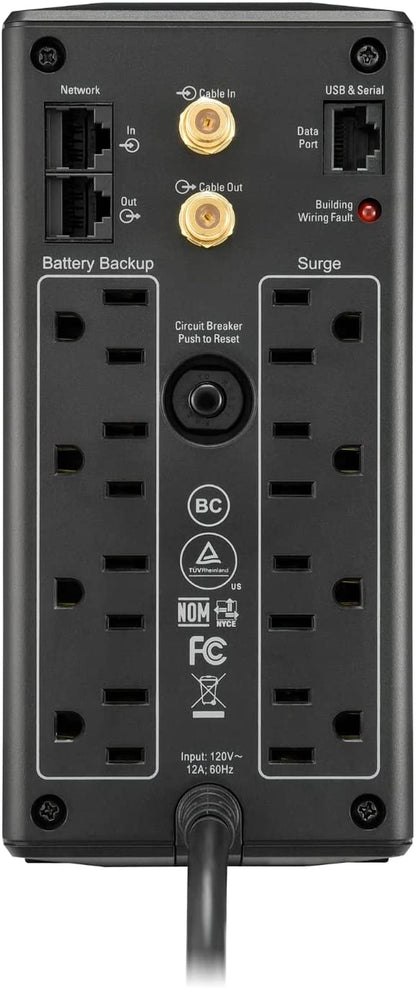 Battery Backup Surge Protector, BX850M Backup Battery Power Supply, AVR, Dataline Protection,12.2 X 3.58 X 7.48 Inches (Black)