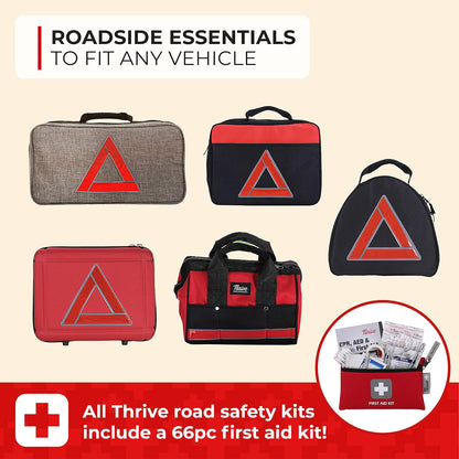 Emergency Car Kits for Vehicles - Roadside Emergency Car Kit (104 Pieces) - Car Kits for Emergency - Roadside Car Kit with Jumper Cables and Mini First Aid Kit - Gray Bag