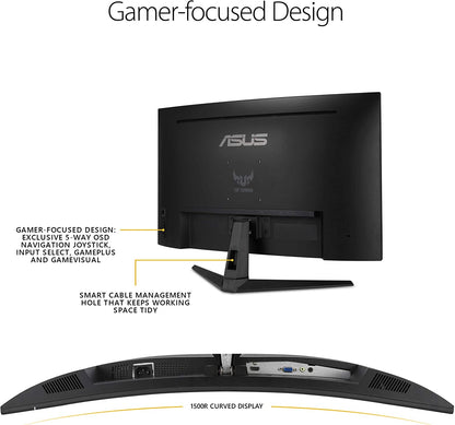 TUF Gaming VG328H1B 32” Curved Monitor, 1080P Full HD, 165Hz (Supports 144Hz), Extreme Low Motion Blur, Adaptive-Sync, Freesync Premium, 1Ms, Eye Care, HDMI D-Sub